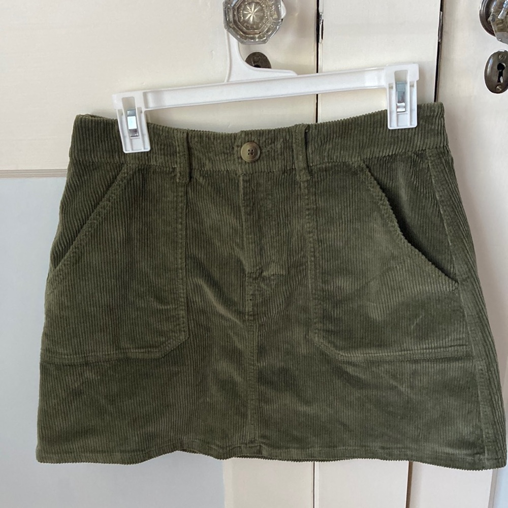 AEO Green Corduroy A-Line Stretch mini skirt